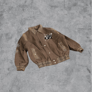 Chaqueta de Trabajo Retro Lavada con Estampado Personalizado para Hombre, Chaqueta Informal de Calle de Talla Grande con Logotipo Personalizado - Product Image 3