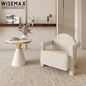 WISEMAX furnitur mewah modern ruang tamu furnitur sofa bulat belakang kain teddy santai aksen lengan kursi panjang untuk hotel