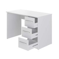 Bureau d'ordinateur rectangulaire avec 3 tiroirs, table de bureau à domicile, 56 x 110 x 73 cm, blanc (anciennement de la marque Movian)