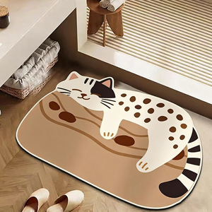 Alfombra de Baño con Forma de Gato, Tierra de Diatomeas, Antideslizante, Absorbente de Agua, Diseño de Dibujos Animados Único - Product Image 2