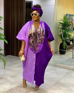 Robes africaines grande taille pour femmes 2024, automne printemps, élégantes, col en V, robe de soirée maxi, <span class=keywords><strong>boubou</strong></span>, mode musulmane, caftan - Product Image 1