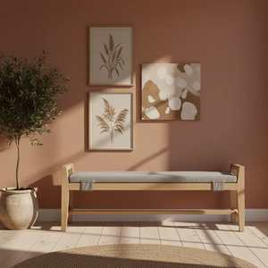 Banco de Madera Maciza Haruki con Asiento Acolchado Suave, Diseño Japonés Moderno, Duradero y Fácil de Limpiar para Sala de Estar - Product Image 5