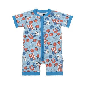 Nemo fish print in fibra di bambù body tutina con Zip a manica corta per bambine all'ingrosso pigiami - Product Image 5