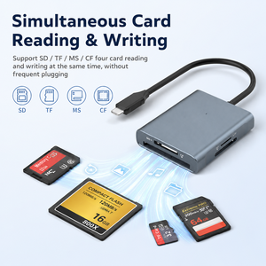 Lecteur de cartes <span class=keywords><strong>USB</strong></span> <span class=keywords><strong>C</strong></span> <span class=keywords><strong>USB</strong></span> 3.0 4 en 1, <span class=keywords><strong>adaptateur</strong></span> de <span class=keywords><strong>carte</strong></span> mémoire haute vitesse 5 Gbps CF MS <span class=keywords><strong>SD</strong></span> TF, prise en charge de la lecture simultanée pour ordinateur portable - Product Image 4