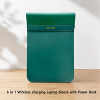 Sac pour ordinateur portable avec chargeur sans fil rapide 15W, batterie externe 5000mAh, en cuir, magnétique, étanche, pour ordinateur portable 14/16 pouces, breveté