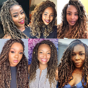 Parrucca Dreadlock Africana con Trecce Ricci all'Uncinetto, Capelli Sintetici da <span class=keywords><strong>Donna</strong></span>, 18 Pollici, 24 Trecce, Capelli Lunghi Ricci Senza Pizzo - Product Image 2