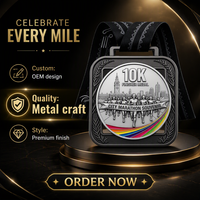 Médaille de marathon personnalisée en métal, émail 3D souple, récompense de course avec ruban, souvenir pour les participants.