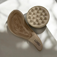 Cepillo Desenredante Ecológico de Paja de Trigo, Masajeador de Cuero Cabelludo con Cerdas de Silicona Suave, Cepillo para Cabello Húmedo y Seco Sin Frizz, Logotipo Personalizado OEM