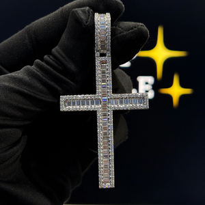 Premium Iced <b>Cross</b> <b>Pendant</b> 925 Sterling Silver Gold Plated Moissanite Necklace Charm Hip Hop Religious Fashion Jewelry - Product Image 2