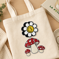 Petits patchs mignons en forme de champignons, patchs thermocollants en forme de rose, fleurs pour vêtements, patchs brodés pour chapeaux, ensemble cadeau de badges