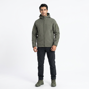 ODM Waterproof Breathable Men's Canvas <b>Jacket</b> with Stand Collar Linen Lining 100% Cotton <b>Hooded</b> for Outdoor Autumn Windproof - Product Image 1