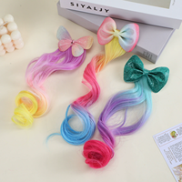 En gros Pinces à cheveux nœud pour enfants, Pinces à cheveux perruque bouclée dégradée, Accessoires capillaires mignons pour filles pour fêtes et spectacles