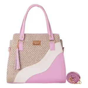 Bolso de Yute Fana Harlow Lila para Mujer Tote de Polialgodón Duradero y Ecológico con Estampado de Leopardo y Letras por Transferencia de Calor Tamaño Mediano - Product Image 1