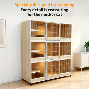 Grande <span class=keywords><strong>cage</strong></span> d'élevage pour chats à trois niveaux avec <span class=keywords><strong>design</strong></span> en bois écologique et imperméable pour usage domestique - Product Image 3