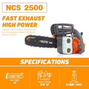 Motosierra Inteligente a Gasolina NEOTEC de 12'' con Mango Superior, 25.4CC, Barra y Cadena de 12'', 3/8LP 0.050, para Cortar Madera, Portátil, NCS2500-12 - Product Image 4