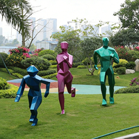 Fabrieksgemaakte grote sculptuur voor pretparken, decoratie van glasvezel, glasvezelhars, modieus design, hardlopende man kunst sculptuur