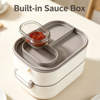 Boîte à lunch double couche en acier inoxydable, compatible micro-ondes, pour étudiants, bureau, préparation de repas et légumes