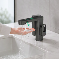 Robinet de cuisine monotrou sans contact en laiton, design moderne, à poser sur comptoir, avec distributeur de savon, finition brossée, garantie 5 ans