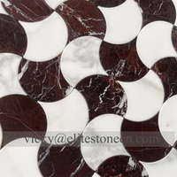 Mosaïque de marbre blanc de Carrare de forme de secteur d'usine 24X24 carreaux de pierre
