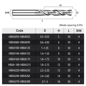 หัวเจาะคาร์ไบด์แบบแข็งหัวเจาะเหล็กทังสเตนแบบยึดได้กับก้านโลหะ4มม. เครื่องมือบิดเกลียวที่แม่นยำ D4อลูมิเนียม hbxa