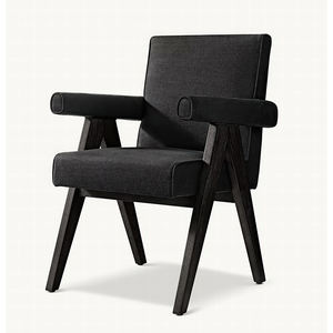 Chaise de salle à manger JAKOB en bois massif de style RH vieilli, revêtement en tissu velours vintage pour salle à manger, bureau, chaise en panneaux de contreplaqué - Product Image 3