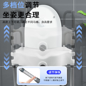 Dispositif d'augmentation de la hauteur des toilettes à quatre pieds avec 5 hauteurs réglables, siège de toilette sécurisé pour personnes âgées - Product Image 3