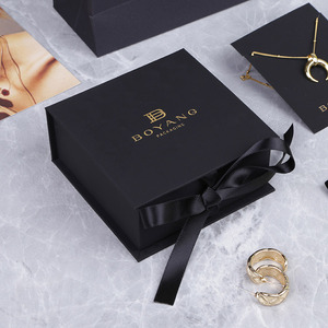 Boyang Cheap Black Book Style <b>Gift</b> Paper Bracelet Necklace Jewelry Package <b>Box</b> - Product Image 6