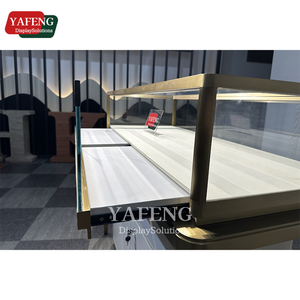 Tùy chỉnh hiện đại thép không gỉ trang sức <span class=keywords><strong>Showcase</strong></span> Tempered Glass tủ trưng bày cho các cửa hàng bán lẻ LED Marble MDF kim loại - Product Image 6