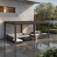 Pergola moderne en aluminium écologique à lames orientables pour la zone barbecue familiale dans la cour, la décoration de jardin et le pavillon de balcon