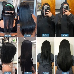 Extensiones de Cabello Adhesivas Rectas, 20 Piezas/Paquete, Cabello Humano Remy Brasileño 100% Natural, Color Negro, Extensiones de Cabello con Cinta Adhesiva - Product Image 6