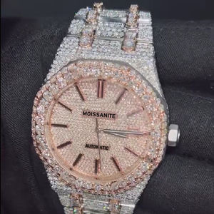 Pass Diamond Tester Hip Hop Glacé Mouvement Automatique Fait À La Main En Acier Inoxydable Moissanite Diamant Montre Mécanique - Product Image 5