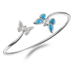 925 Sterling <strong>Silver</strong> Blue Natural Larimar <strong>Cuff</strong> Bangle <strong>Bracelet</strong> - Product Image 2