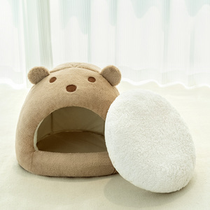Cama de Lujo para Gatos, Diseño de Oso, de Espuma Sólida Rectangular, Ecológica, con Cojín Extraíble, para Interiores, Tamaño Pequeño - Product Image 3
