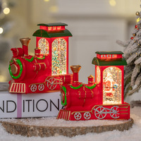 Décorations de Noël vintage, train de Père Noël en plastique rouge illuminé, ornements créatifs, accessoires photo