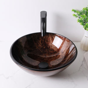 Récipient rond en verre avec drain escamotable <span class=keywords><strong>de</strong></span> 17 pouces en verre trempé argenté Lavabo <span class=keywords><strong>de</strong></span> salle <span class=keywords><strong>de</strong></span> bain en forme <span class=keywords><strong>de</strong></span> <span class=keywords><strong>bateau</strong></span> Éviers à bol à montage supérieur - Product Image 3