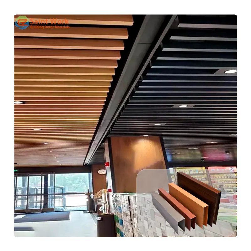 Fireproof Metal U Shape Strip Ceiling Baffles Decorative Aluminum Ceiling Panels Pop False Ceiling Design for Home Office Mall
