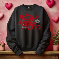 Haute qualité rouge paillettes Kiss Me Love Valentine strass Valentine Hotfix transferts pour la Saint-Valentin