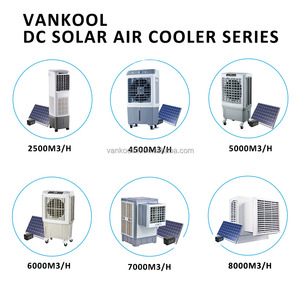 Inteligente 6000m3/H Solar Recargable Montado en la pared Enfriador de aire evaporativo 12V Ventilador enfriador de agua Acondicionado con energía solar - Product Image 3
