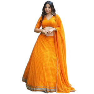 Magnifique Lehenga Choli Lehenga Choli en Georgette imprimée orange pour femme - Product Image 1