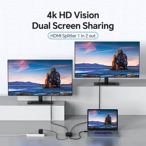 Répartiteur vidéo 4K 1 entrée 2 sorties Ultra HD 1x2 ports, boîtier plastique, compatible HDCP 1.4 pour PS5, Xbox, PC, ordinateur portable, écran - Product Image 4