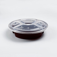Boîte à lunch jetable en plastique, rectangulaire, 4 compartiments, lunch en plastique avec diviseur, pièces