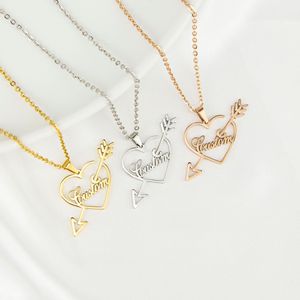 Collares de Acero Inoxidable con Nombre Chapado en Oro Personalizados, Joyería con Palabras Personalizadas, Collar de Corazón para Parejas, Regalos para Mujeres - Product Image 2