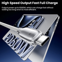 Câble USB 2.0 Type-C vers Type-C Toocki Quick Charge 60W avec interface renforcée en alliage de zinc transparent et sangle magique pour usage quotidien