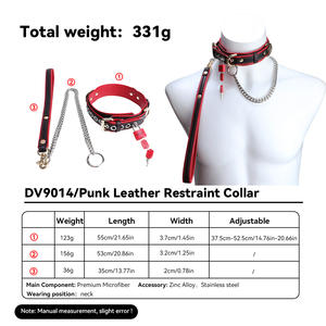 DV9001-XQ2 Kunstleer Heren Bdsm Bondage Kraag Polsbanden Dubbellaags Stimulatie Hot-Selling Set - Product Image 5