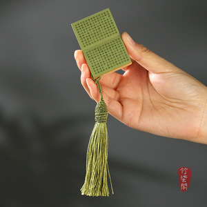 Bamboo Carved Heart Sutra Pendant <b>Bookmark</b> With Tassel For Buddhist Practice And Collectible Jewelry - Product Image 5