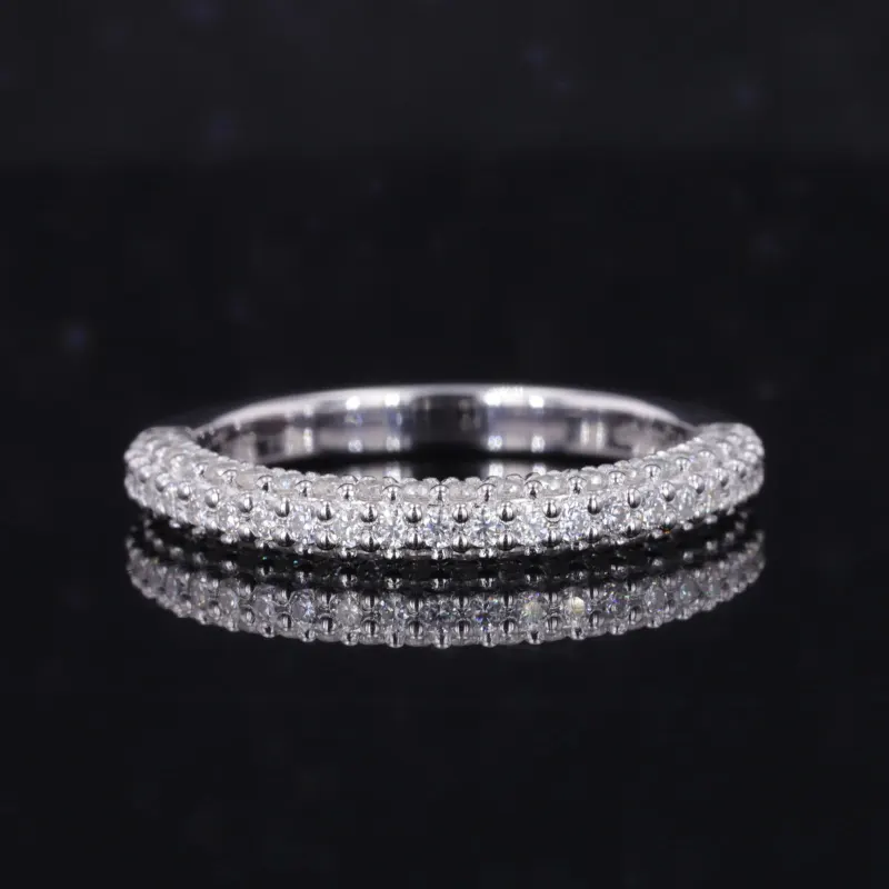 כסף סטרלינג 925 מעבדה גדל יהלום צורה עגולה טבעת להקת חתונה תכשיטים