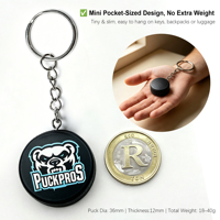 Porte-clés mini puck de hockey personnalisé en gros, porte-clés mini puck de hockey sur glace avec logo personnalisé pour souvenir de fan de l'équipe
