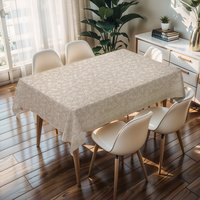 Nappe carrée en plastique beige RNPT à motif rose doux, housse de table ajustée pour table à manger intérieure, nappe de maison