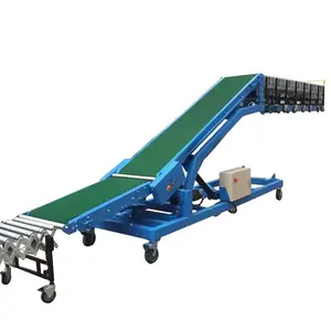 MX truck container loading unloading inclined belt conveyor lifting flexible roller conveyors line for conveying box bags