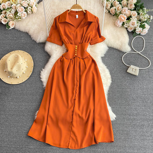 Nouvelle <span class=keywords><strong>Robe</strong></span> Chic d'<span class=keywords><strong>Été</strong></span> à <span class=keywords><strong>Manches</strong></span> <span class=keywords><strong>Courtes</strong></span> Col V pour <span class=keywords><strong>Femme</strong></span>, Vente Chaude en Gros, Style Décontracté - Product Image 4